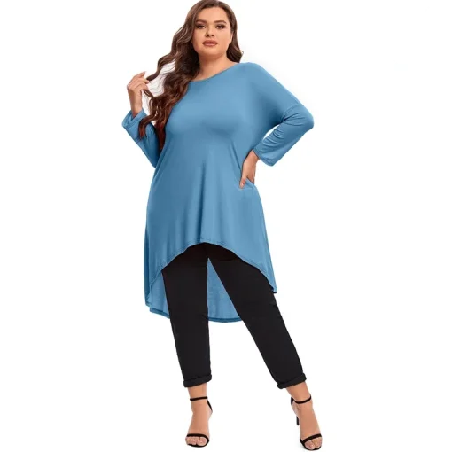 Plus Size Long Sleeve Flare Tunic Top 7XL - Image 3