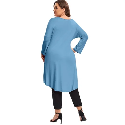 Plus Size Long Sleeve Flare Tunic Top 7XL - Image 4