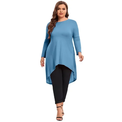 Plus Size Long Sleeve Flare Tunic Top 7XL - Image 5