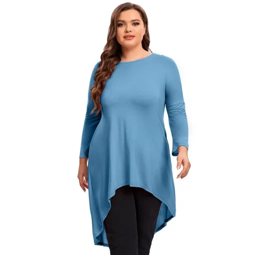 Plus Size Long Sleeve Flare Tunic Top 7XL