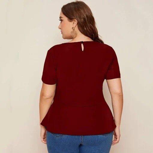 Plus Size Peplum Keyhole Blouse - Image 2