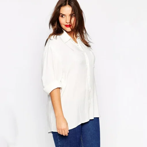 Plus Size Boyfriend Button-Down Shirt Blouse