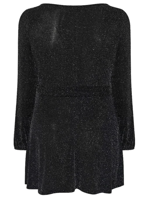 Plus Size Black Glitter Wrap Top 7XL - Image 6