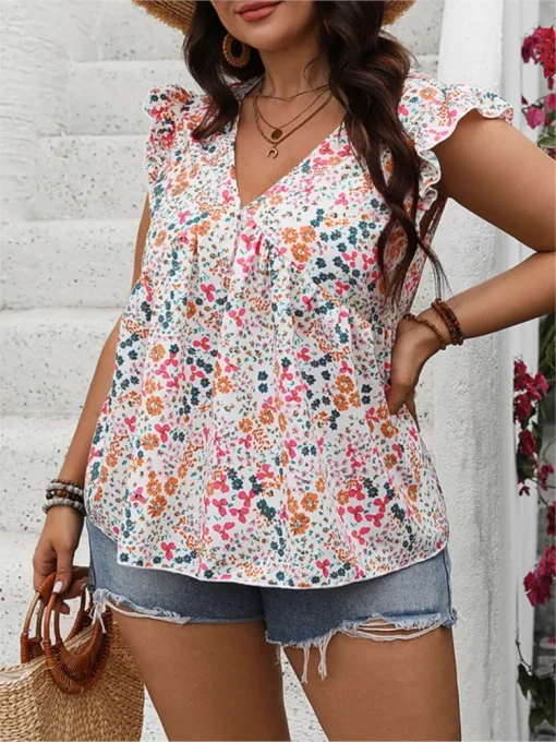 Plus Size Floral Sleeveless Vests - Image 2