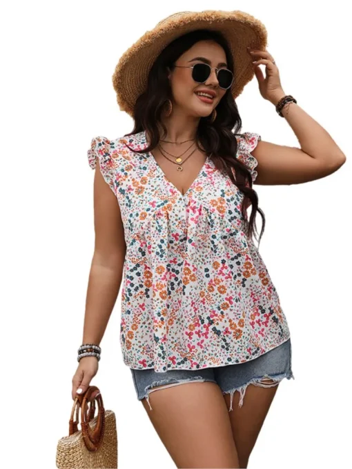 Plus Size Floral Sleeveless Vests - Image 4