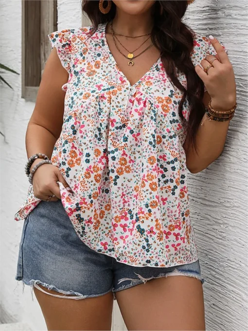 Plus Size Floral Sleeveless Vests - Image 5