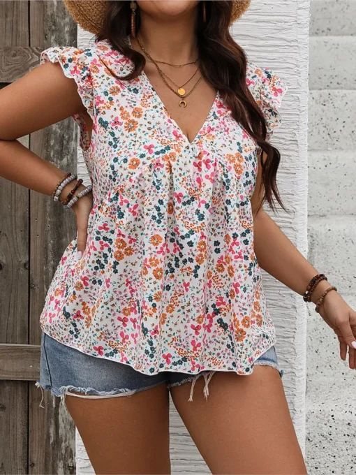 Plus Size Floral Sleeveless Vests