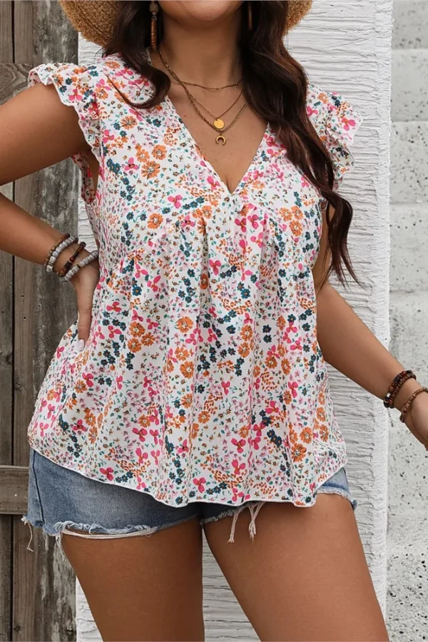 Plus Size Floral Sleeveless Vests