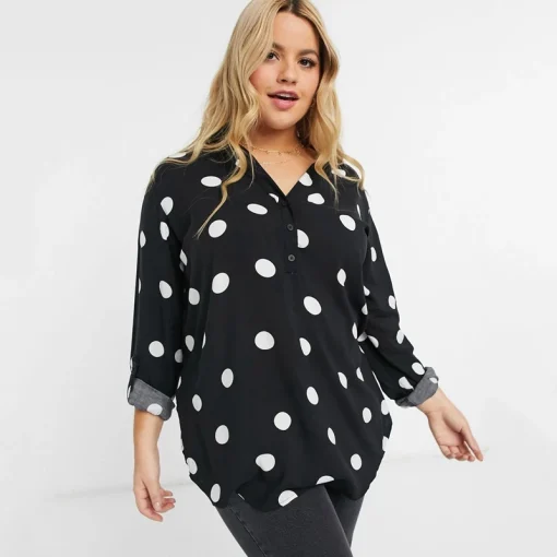 Plus Size Polka Dot Blouse 6XL-7XL - Image 3