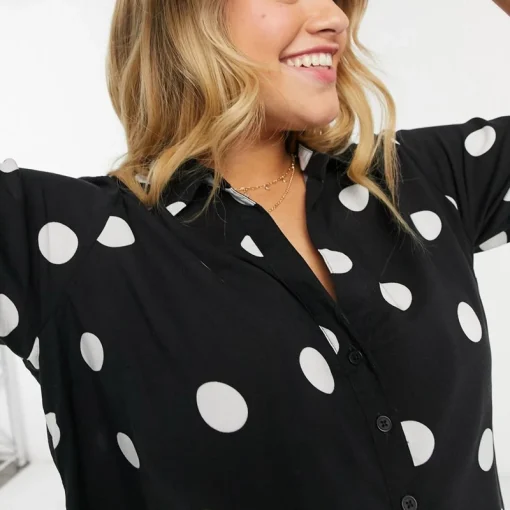 Plus Size Polka Dot Blouse 6XL-7XL - Image 4