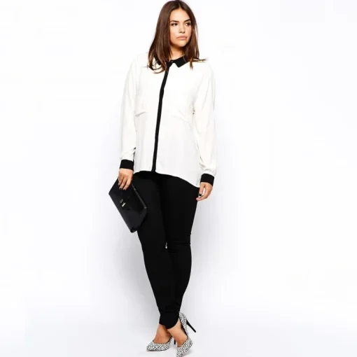 ChatGPT Plus Size Hi-Low Black & White Shirt - Image 4