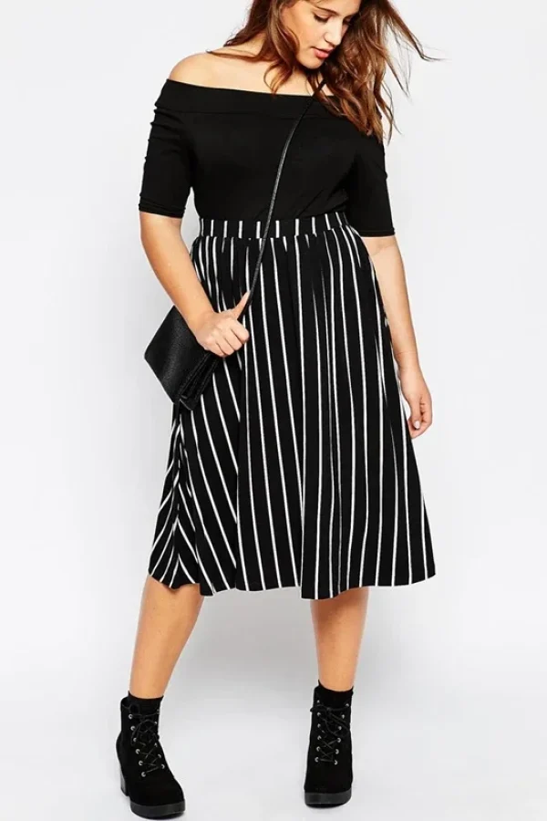Plus Size Striped A-Line Skirt 5XL-8XL