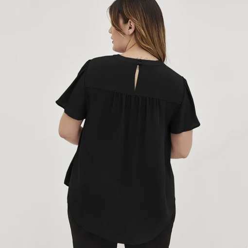 Plus Size Keyhole Blouse - Ruffle Sleeve - Image 3