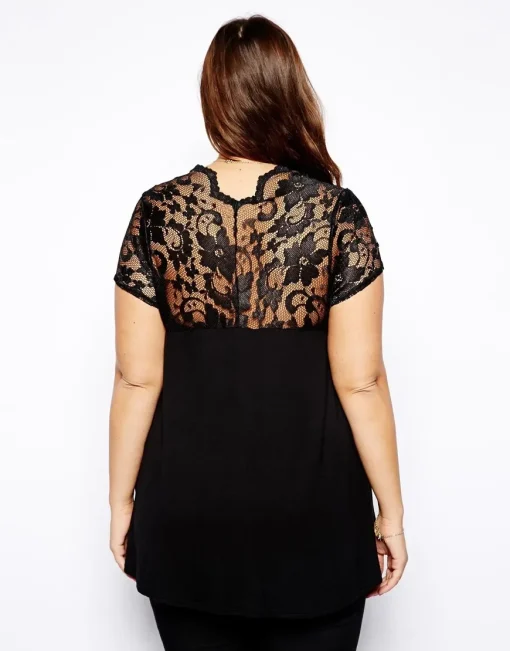 Plus Size Lace Black T-Shirt 5XL 6XL - Image 2