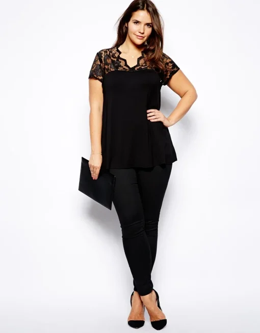 Plus Size Lace Black T-Shirt 5XL 6XL - Image 3