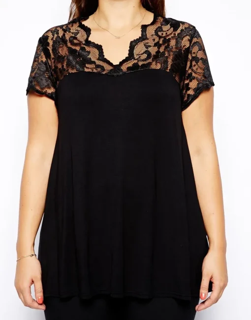 Plus Size Lace Black T-Shirt 5XL 6XL - Image 4