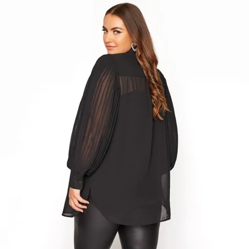 Plus Size Black Pleat Sleeve Tunic 6XL 7XL - Image 4