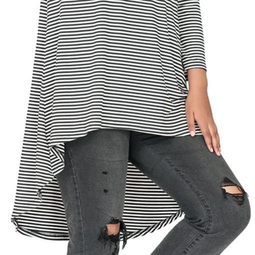 Plus Size Black & White Stripe Hi-Low Tunic 7XL 8XL - Image 5