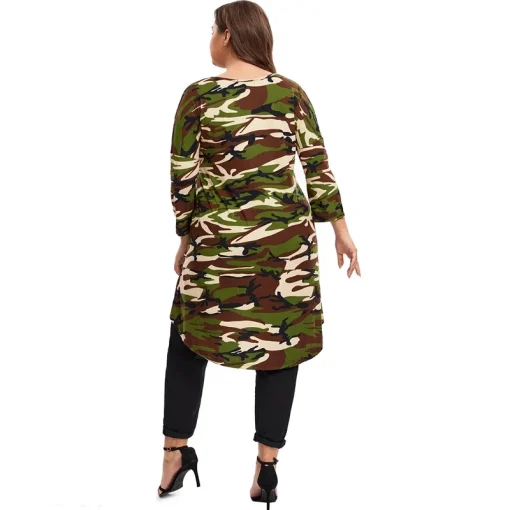 Plus Size Camouflage Hi-Low Tunic Top 6XL - Image 4