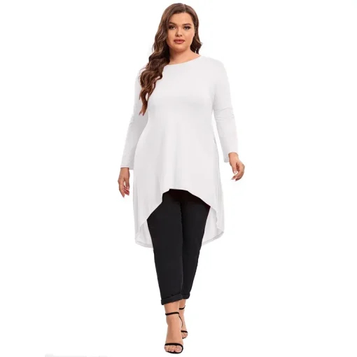 Plus Size Hi-Low Swing Blouse Long Sleeve - Image 3