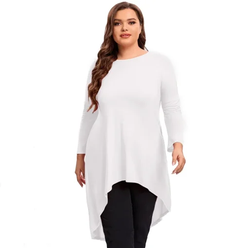 Plus Size Hi-Low Swing Blouse Long Sleeve