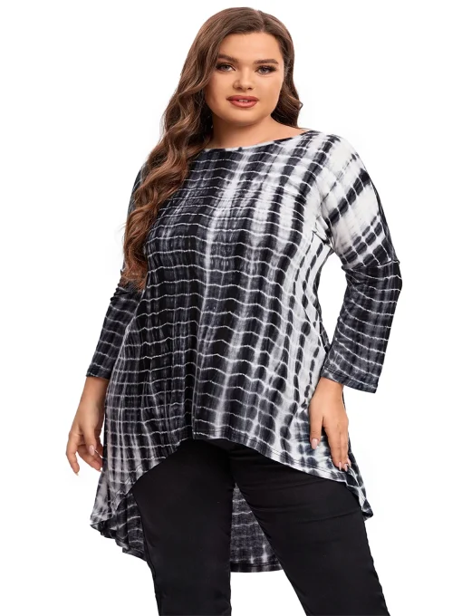 Plus Size Tie-Dye Hi-Low Swing Blouse - Image 2