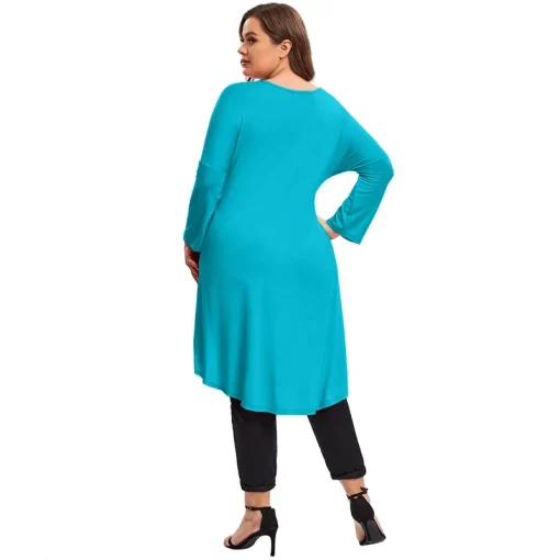 Plus Size Long Sleeve Hi-Low Swing Tunic - Image 4