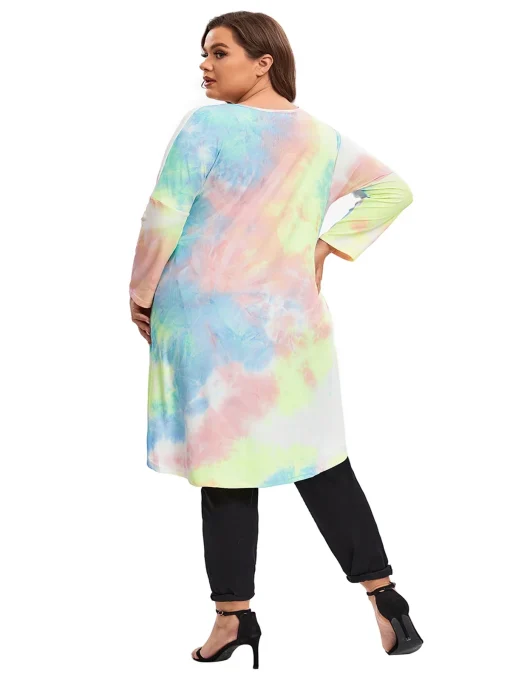 Plus Size Tie Dye Hi Low Tunic Top - Image 2