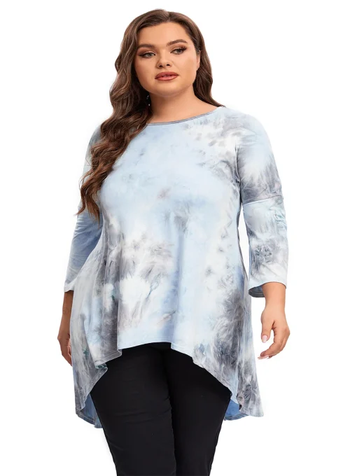 Plus Size Tie Dye Tunic - Long Sleeve 6XL-7XL