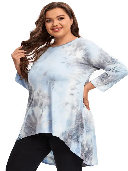 Plus Size Tie Dye Tunic - Long Sleeve 6XL-7XL - Image 2