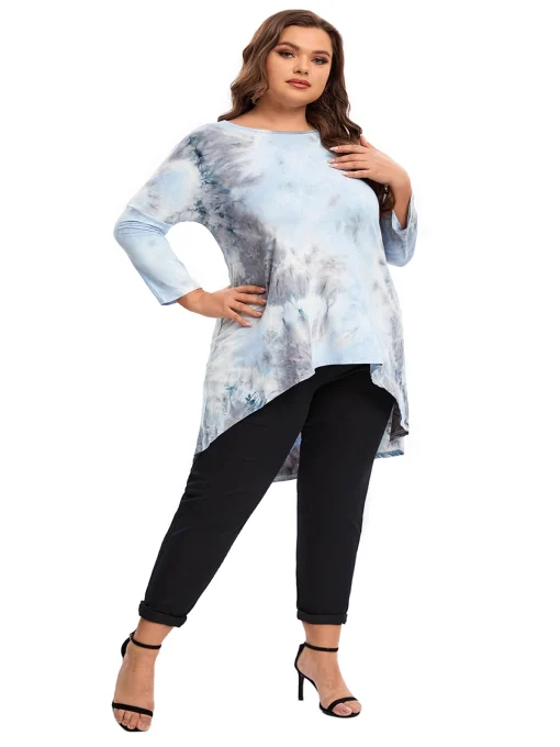 Plus Size Tie Dye Tunic - Long Sleeve 6XL-7XL - Image 4