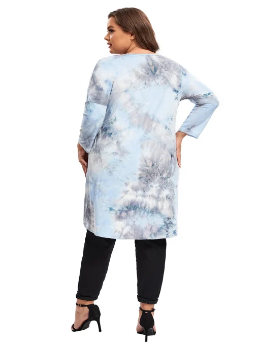 Plus Size Tie Dye Tunic - Long Sleeve 6XL-7XL - Image 5