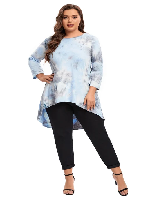 Plus Size Tie Dye Tunic - Long Sleeve 6XL-7XL - Image 6