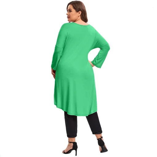 Plus Size Hi-Low Long Sleeve Tunic Top - Image 2