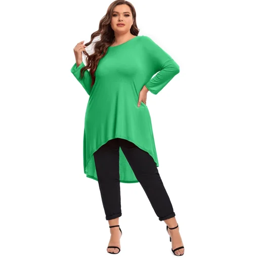 Plus Size Hi-Low Long Sleeve Tunic Top - Image 3