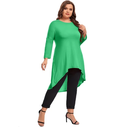 Plus Size Hi-Low Long Sleeve Tunic Top - Image 4