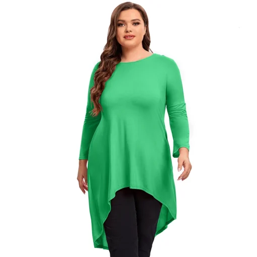 Plus Size Hi-Low Long Sleeve Tunic Top