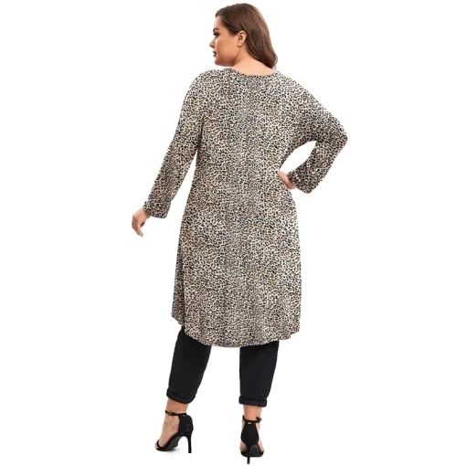 Plus Size Leopard Hi-Low Tunic 5XL - Image 4