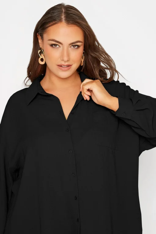 Plus Size Black Long Sleeve Button Blouse - Image 4