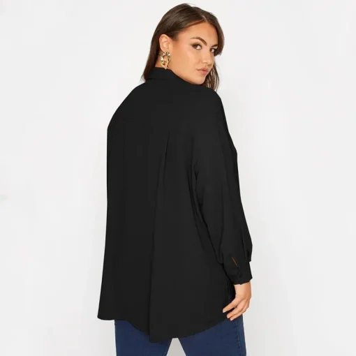 Plus Size Black Long Sleeve Button Blouse - Image 5