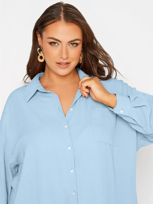 Plus Size Long Sleeve Button Blouse 8XL - Image 2