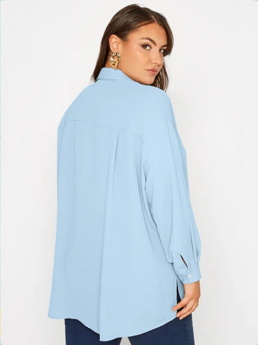 Plus Size Long Sleeve Button Blouse 8XL - Image 3