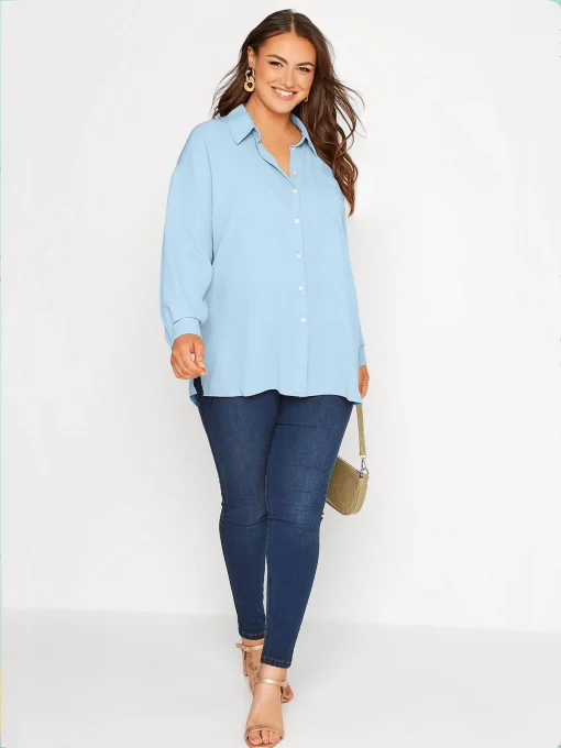 Plus Size Long Sleeve Button Blouse 8XL - Image 4