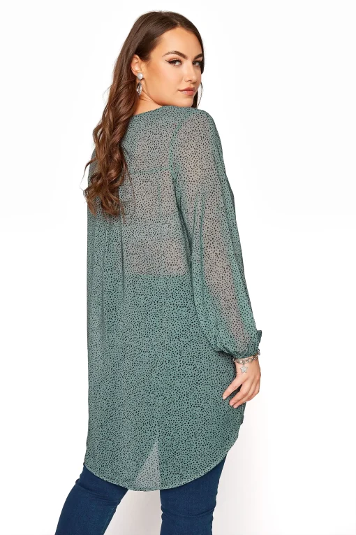 Plus Size Green Dot Hi-Low Wrap Blouse - Image 2