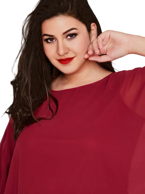 Plus Size Batwing Cape Blouse - Image 5