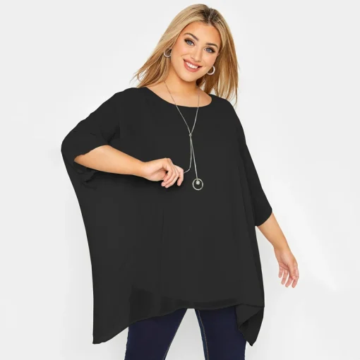 Plus Size Batwing Sleeve Summer Cape Blouse