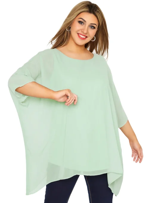 Plus Size Batwing Sleeve Cape Blouse