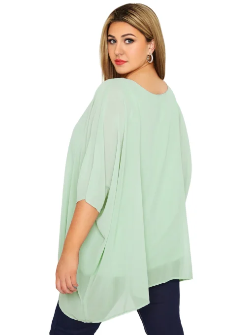 Plus Size Batwing Sleeve Cape Blouse - Image 2