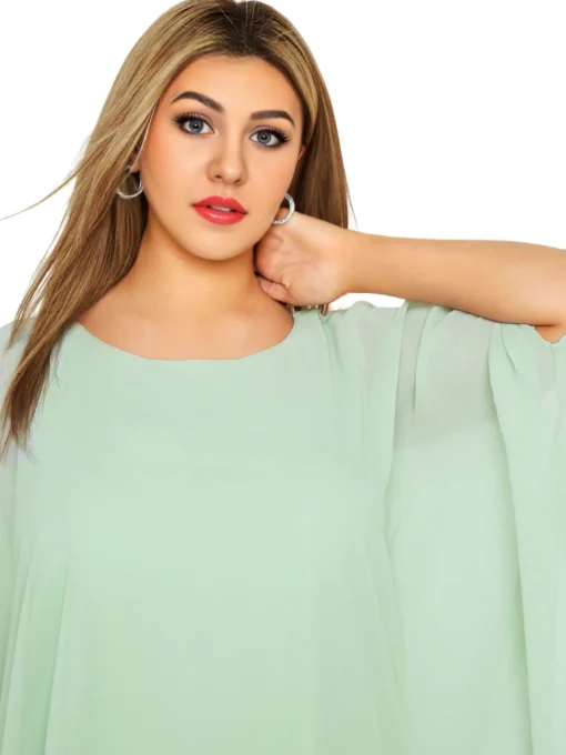 Plus Size Batwing Sleeve Cape Blouse - Image 4