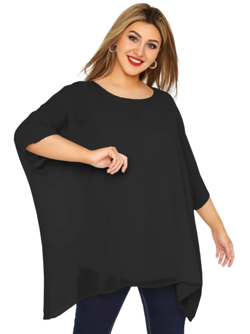 Plus Size Summer Batwing Sleeve Blouse 7XL - Image 5